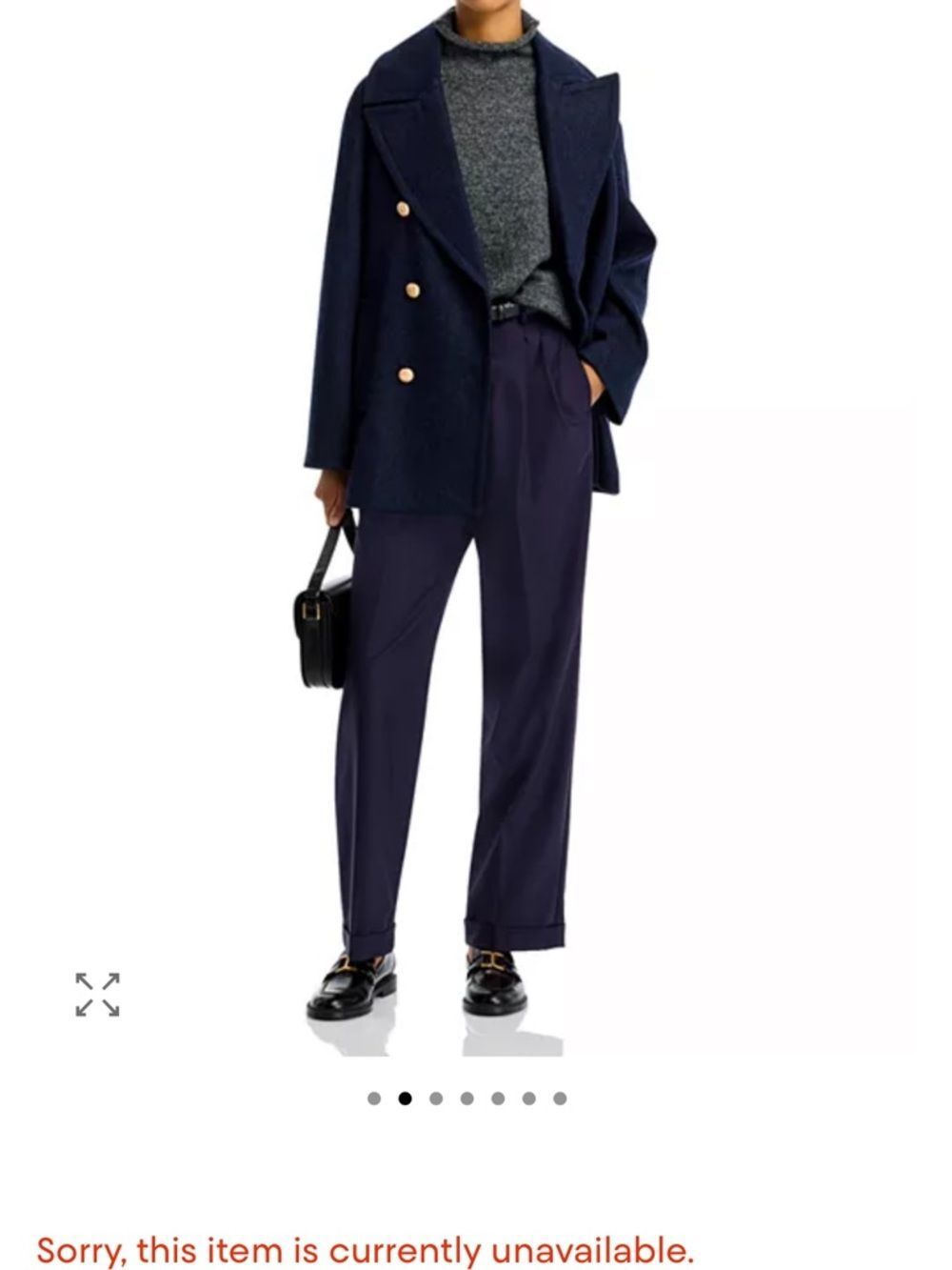 Aqua Navy Blue Double-Breasted Wool Blend Coat with Gold Buttons Sz M NWT - Picture 6 of 6